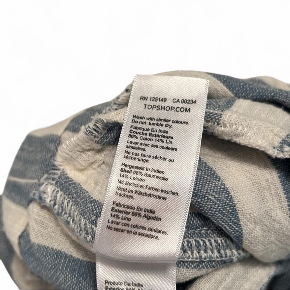 Topshop Stripe Tie Waist Linen Blend Shorts Size 2 - Picture 9 of 9